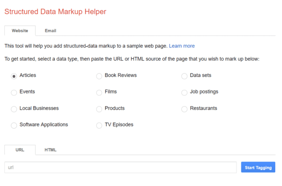 Googles Structured Data Markup Helper