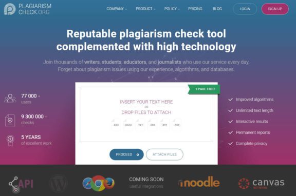 plagiarismcheck.org plagiarism check tool